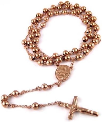 Mens Rosary Chain Necklace Cross 