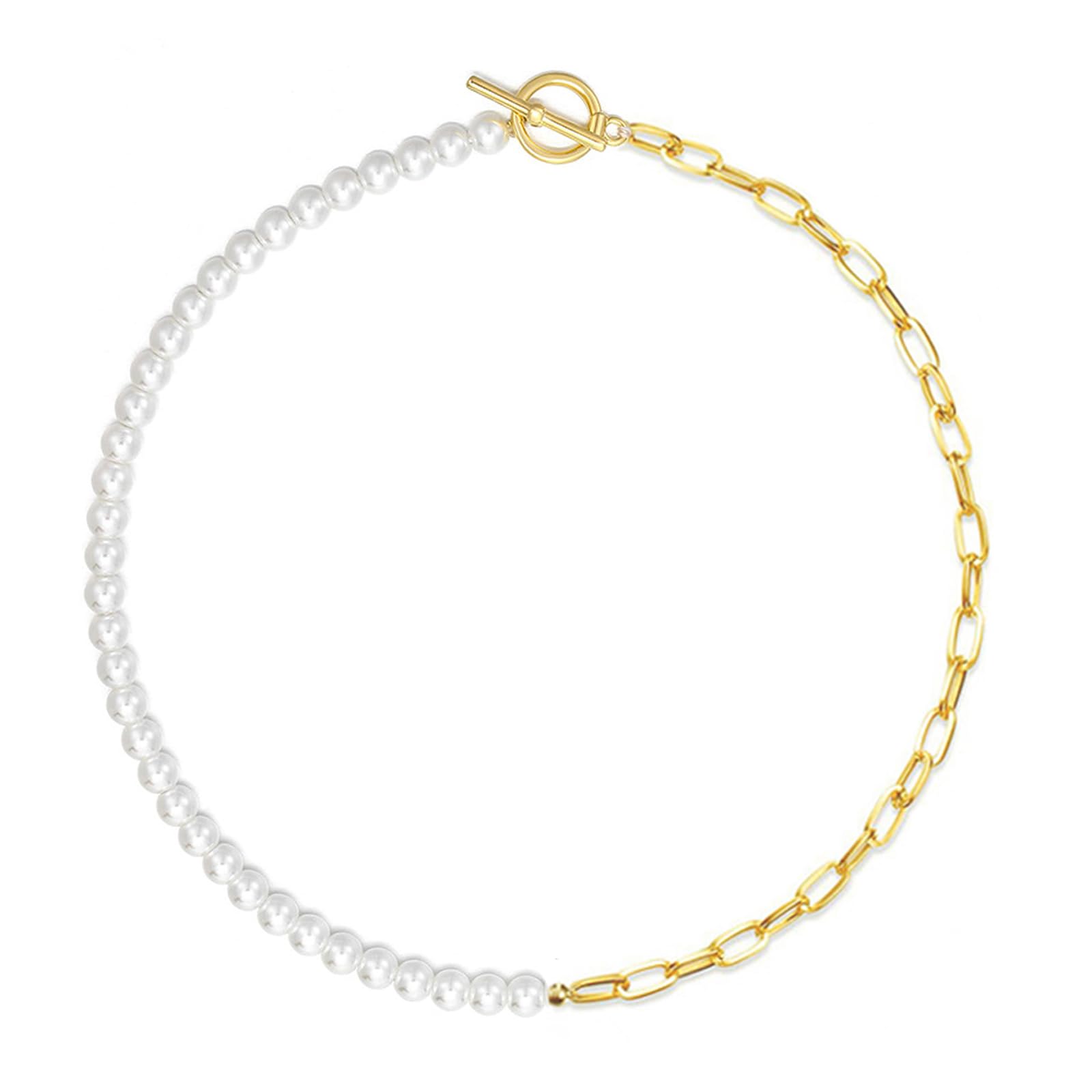 Zeffy Pearl Necklace 4MM/6MM/8MM Dainty Round Imitation Pearl Choker Necklace Wedding Pearl Necklace Delicate Jewelry for Women Simple Bridesmaid Jewelry Gifts