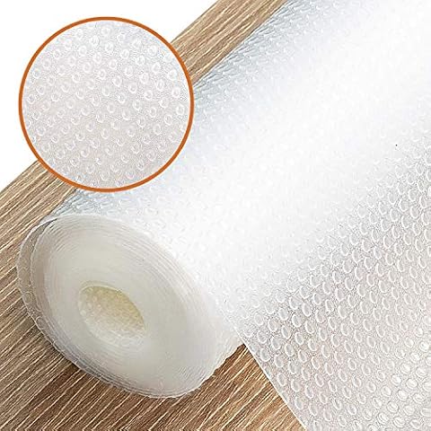 SinhRinh Shelf Liner, Non-Adhesive Drawer Liner, Double Sided Non-Slip Cabinet Liner 12IN x 10FT Cuttable and Washable for Kitchen, Shoe Rack and Refrigerator - Clear Cover