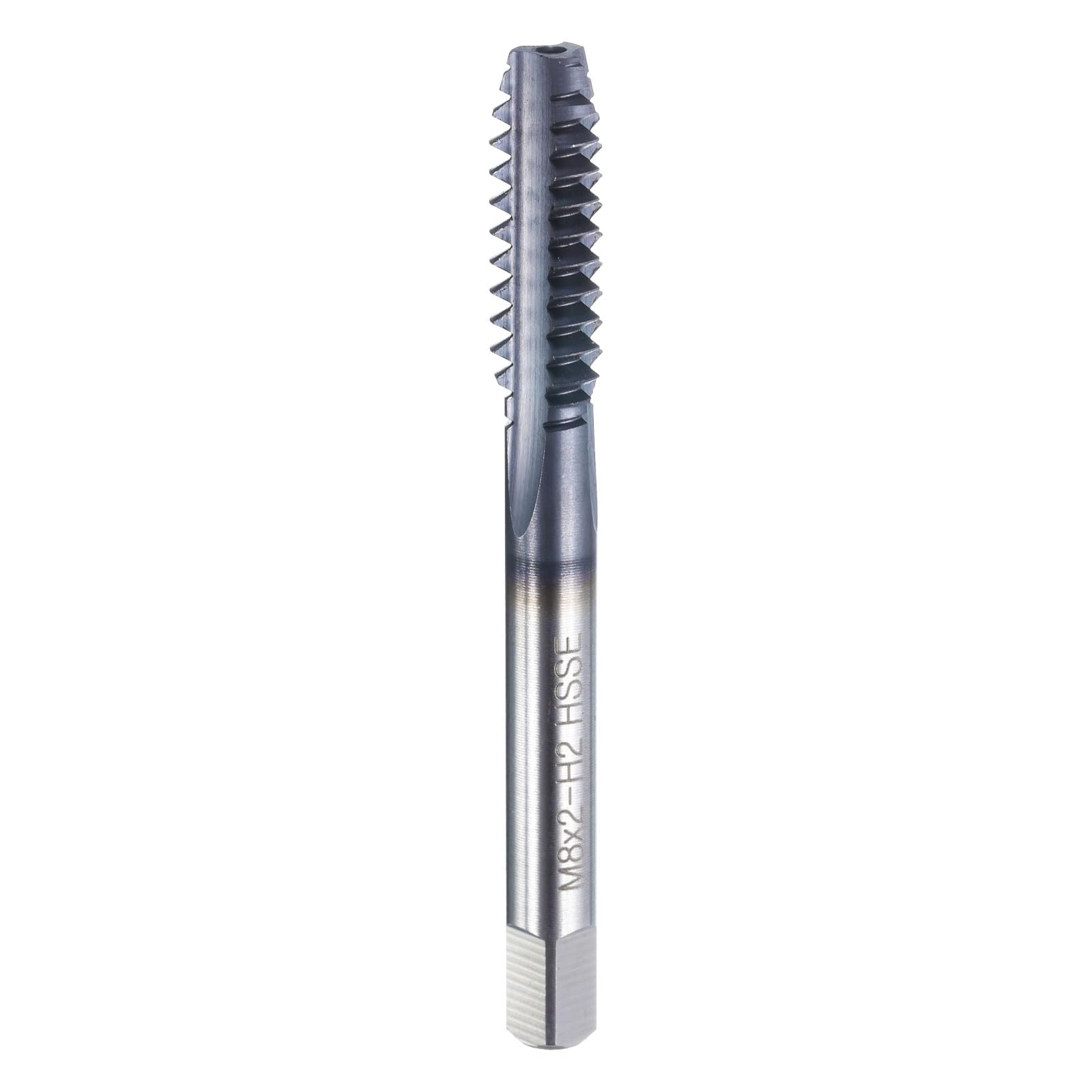 HARFINGTON M8x2 Metric Thread Tap 6542 Cobalt High-Speed Steel TiCN Coated Plug Tap Right Hand 3 Straight Flutes Screw Threading Hand Tap