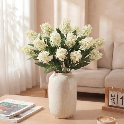 Image of 4 Pcs Artificial Flowers for Decoration, 23 Inch Faux Berry Stems Faux Skimmia Spray with Leaves Fake Flowers for Vase Home Table Floral Arrangement Wedding Decor(Milk White,Yinyu Fruit)