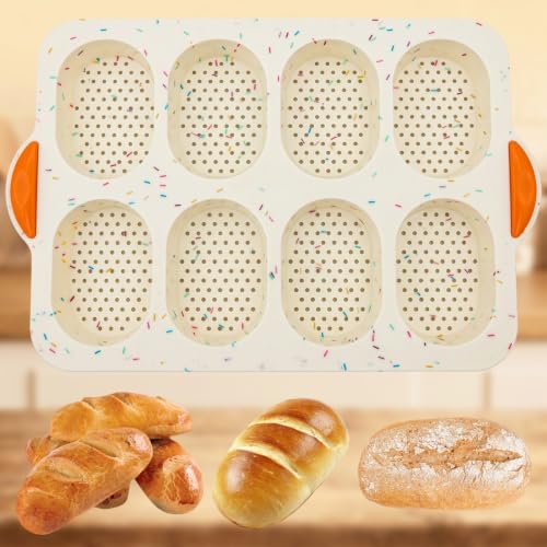 aghoer Moule à petits pains, moule à pain, moule à petits pains, plaque de cuisson antiadhésive, pour 8 petits pains, pour la French Breadstick et les petits pains