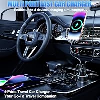 Zigarettenanzünder USB C, 4-Port USB-C Zigarettenanzünder Adapter, 12v USB Adapter Auto PD/QC Handy Auto Ladegerät with Voltmeter kfz Schnellladegerät für iPhone Samsung Telefon Tablets – Ansicht 5