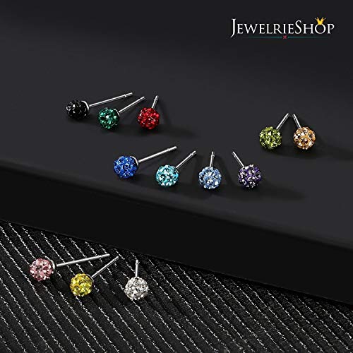 Jewelrieshop Rhinestones Crystal Ball Stud Earrings Set Fireball Disco Ball Pave Bead Earrings Hypoallergenic For Teen Girls Women (4Mm, 12Pairs) #TOP5