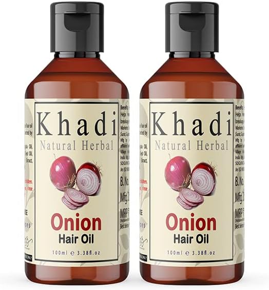 Khadi Natural Herbal Red Onion Hair Oil for Men Women 100ml Pack of 2