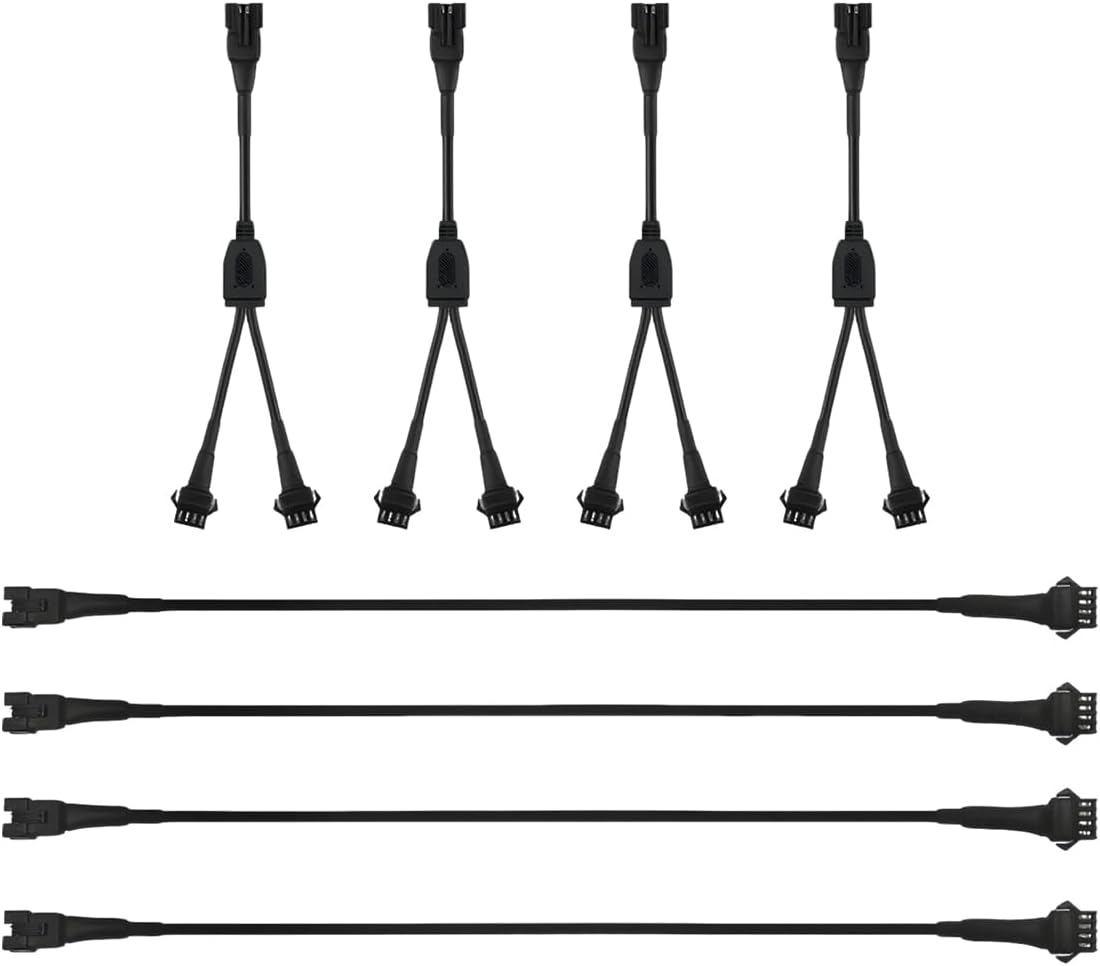 Zpana 40 Inch 4Pin Extension Cords and 4PCS 2-Way Splitters, Waterproof Car Light Extension Cable Wire Cord Set, Vehicle Lamp Wire Connectors, Suitable for Multi-Color Neon Lamp Strip