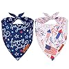 Adoggygo american flag dog bandana white blue 4th of july flag dog scarf premium durable fabric adjustable fit pet 4th of july bandanas for small dogs pets small 4th of july  urban country home decor