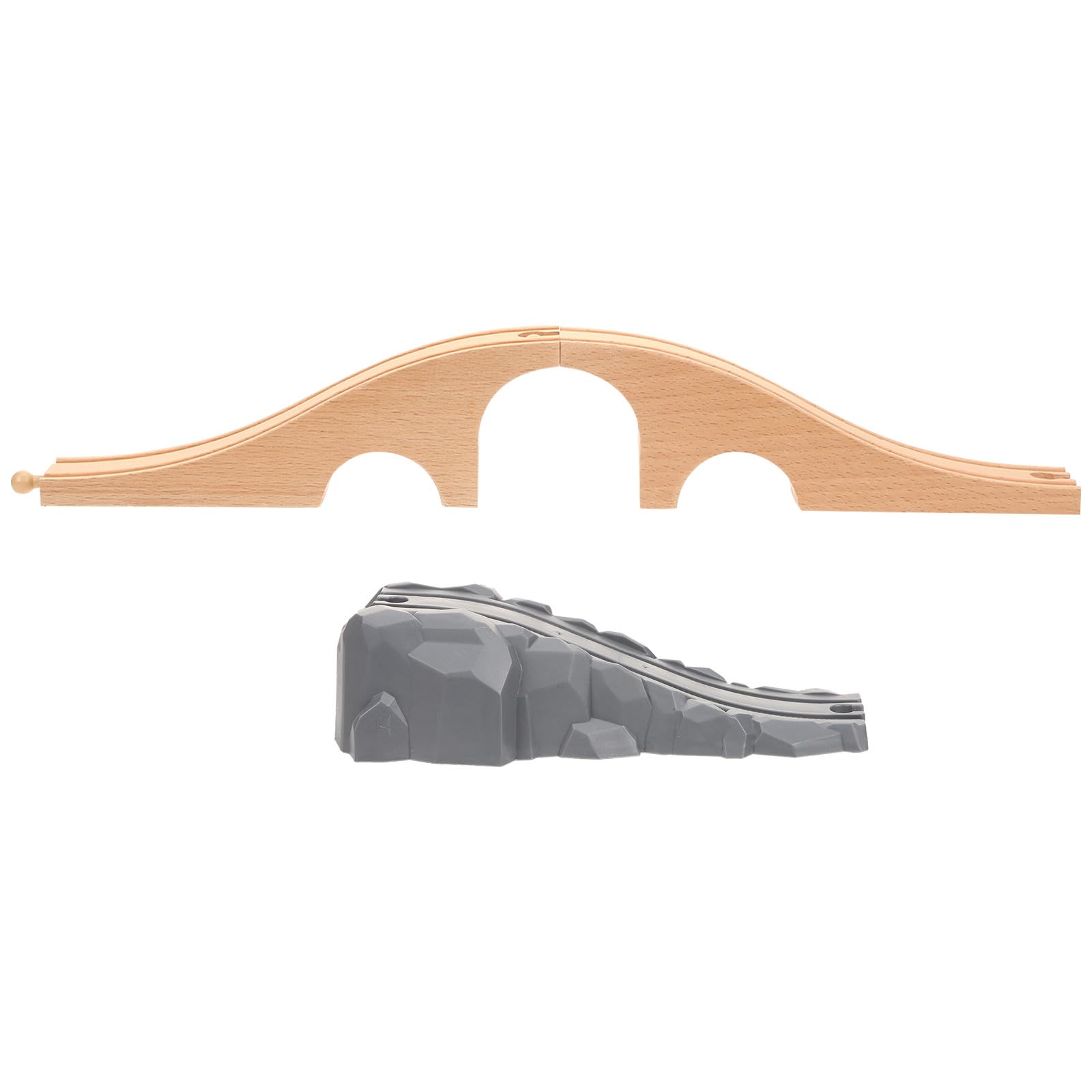 Healvian Accessori per Trenini Giocattolo 2 Pezzi Ponte Ferroviario in Legno e Plastico Dettagli Vivaci Design Leggero per Costruzione Scene Binari Ferroviari