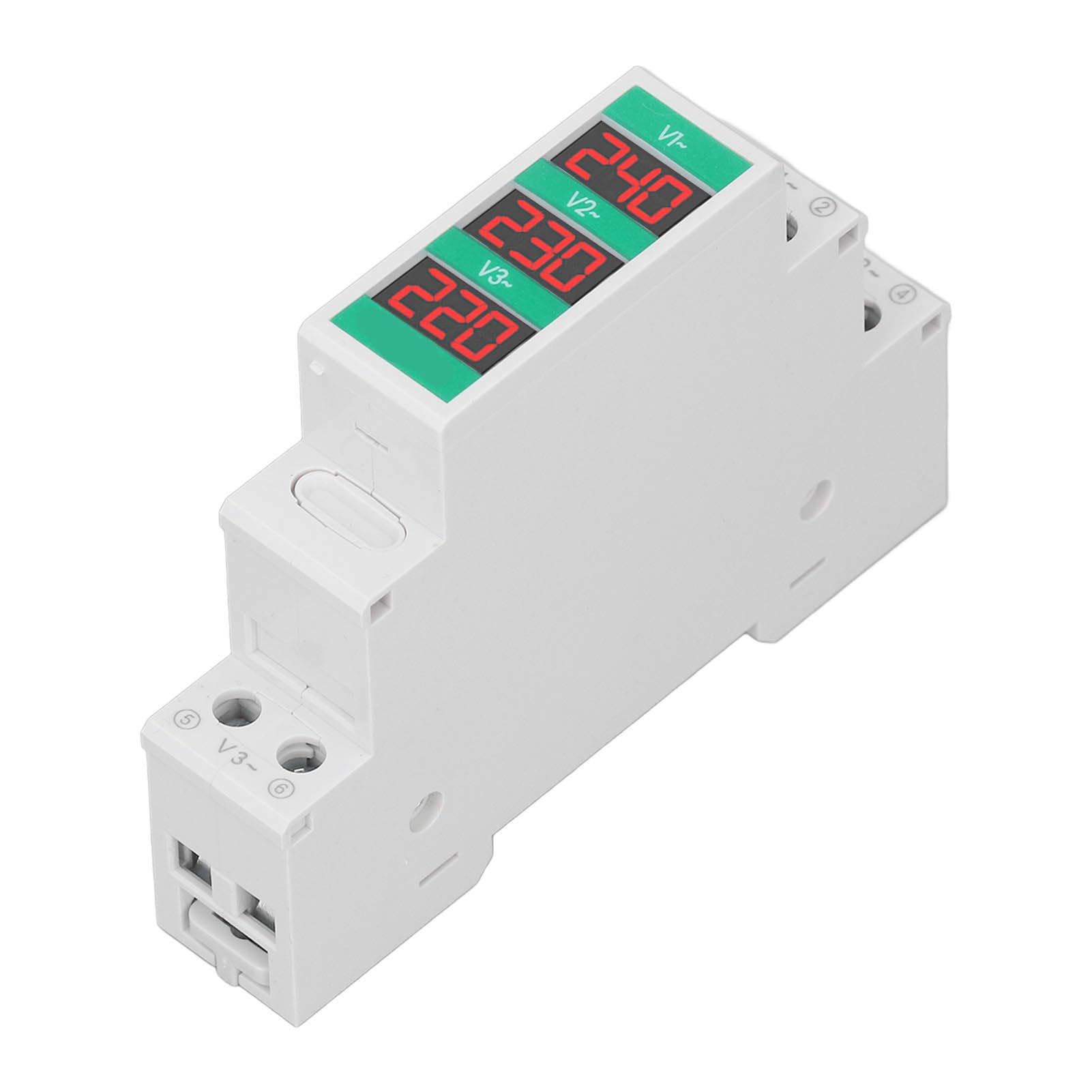 Woltomierz Trójfazowy 60-450V Ekran LCD Tester Miernika Napięcia, Montowany na Szynie DIN Woltomierz Cyfrowy i Detektor Napięcia