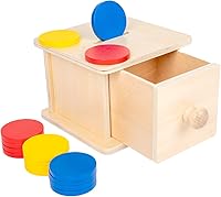 Vista 8 de Adena Montessori Caja de monedas, caja de permanencia de objetos para monedas de bebé de 1 año, juguetes de desarrollo de bolas Montessori de madera