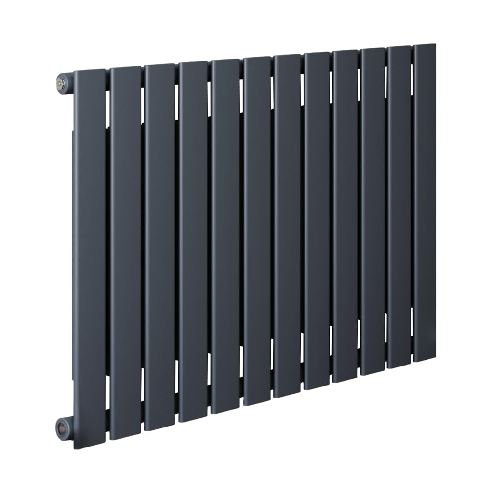 Milano Anthracite Erin Horizontal Single Flat Panel Convector Radiator - 600Mm X 840Mm