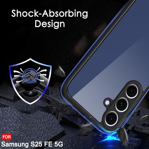 Image of TheGiftKart Hybrid Shockproof Back Cover Case for Samsung Galaxy S25 FE 5G | Hard Back Cover Case for Samsung Galaxy S25 FE 5G (PC & TPU, Transparent Clear Back, Black Sides)