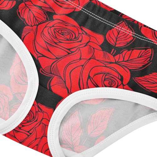 Joisal Red Roses Black Toddlers Underwear Floral 2t Cotton Cute Panties Girl Fancy Kids Undies Briefs4