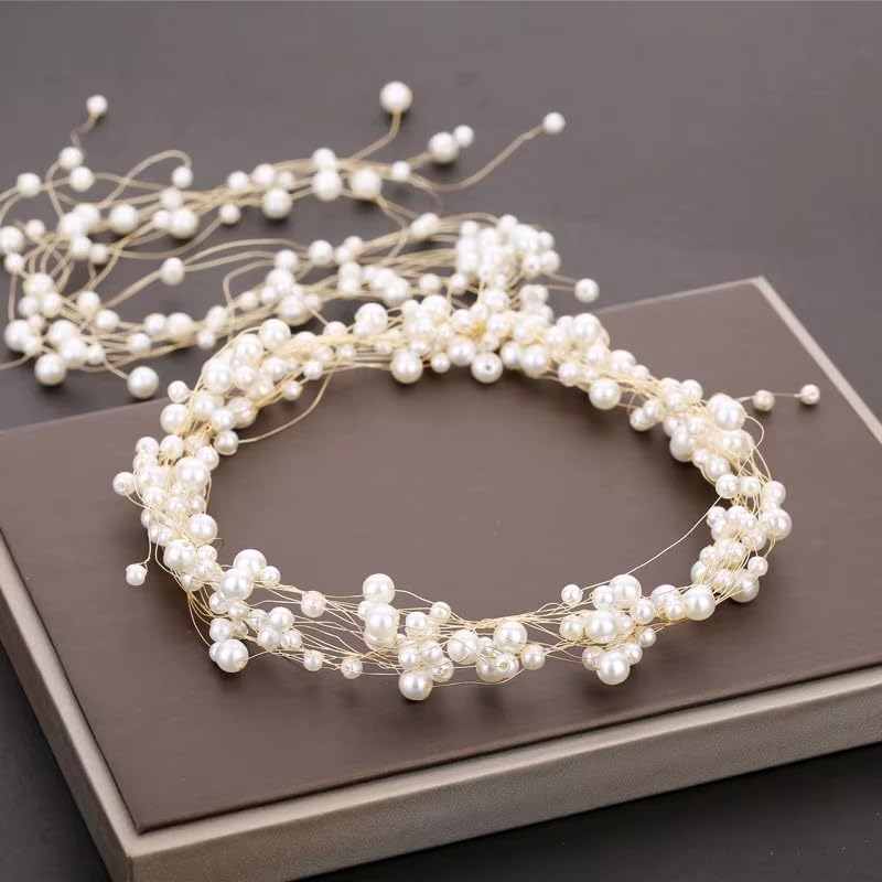 Premium Pearl Flower Tiara for Women & Girls | Elegant Bridal Crown Hairband | Wedding Party Dress-Up Headpiece | Pearl Hair Accessory for Baby & Kids-image-32