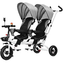 Double Sitting Pedal Car Twin Baby Stroller for 1-5 Years Old - Steerable, Durable, and Stylish 4 Colors Available carriola para BebeGray