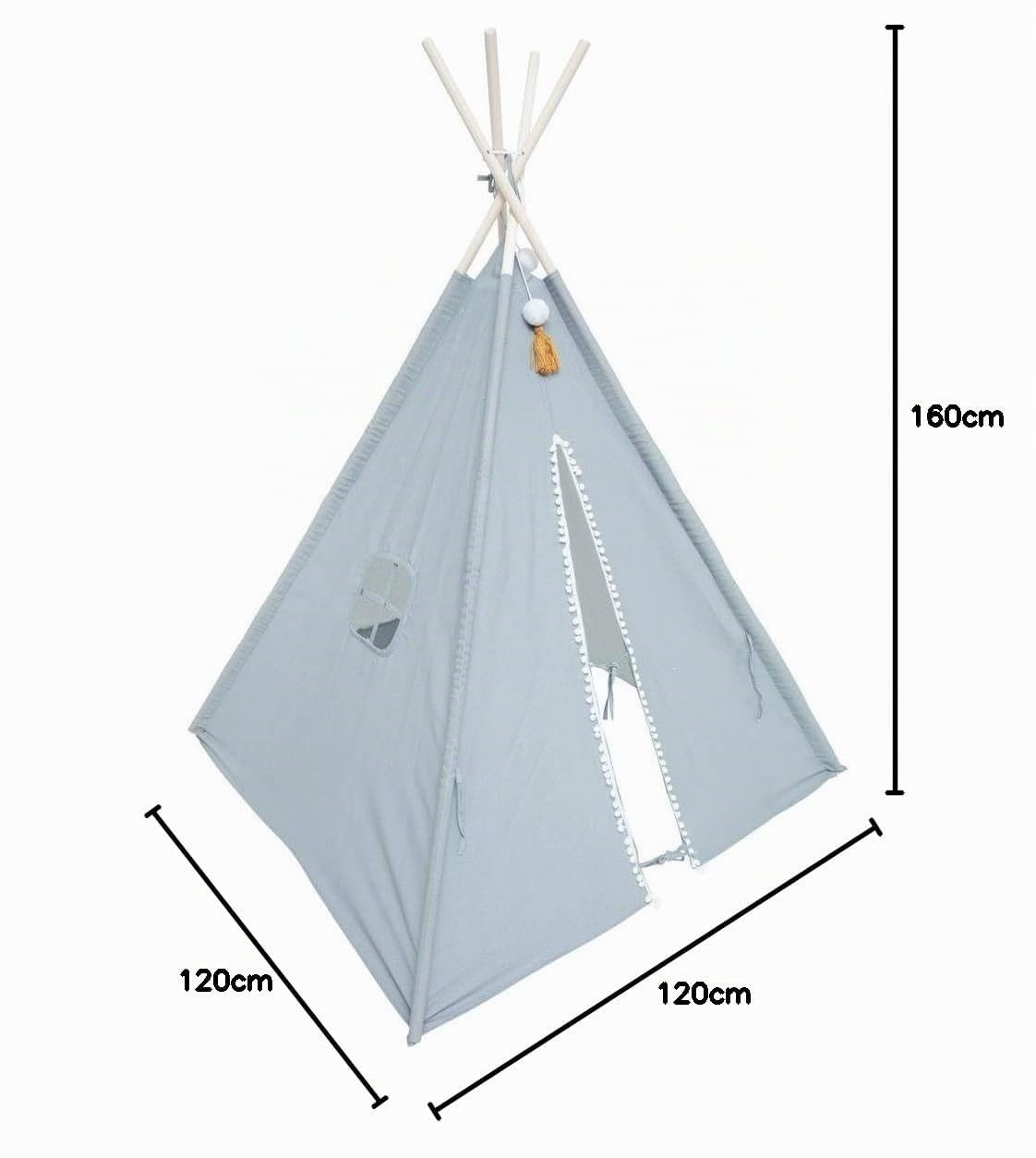 Atmosphera - Tipi Infantil Wapi Azul - 120 x 160 cm - Lona de algodón, Bolsa de Transporte - Casita de Juegos para Dormitorio y salón