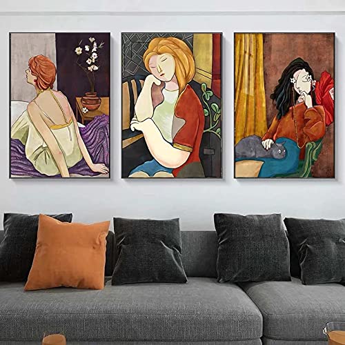 Affiches et gravures d'art mural moderne peinture toile personnage fille pour salon