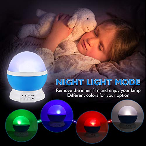 RICTLY Night Light for Kids, Kids Night Light Nebula 360 Degree Rotation - 4 LED Bulbs 12 Light Color Star Projector Changing with USB Cable, Romantic Gifts for Men Women Children by RICTLY - Image 4