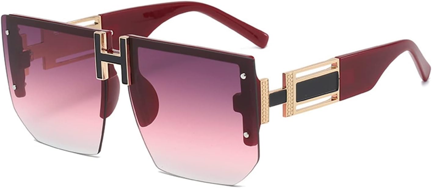 Fashionable frameless square sunglasses for women, oversized vintage glasses, sunglasses UV400