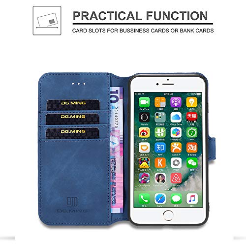 Ueebai Case For Iphone Se 2022 5G/Iphone 7/Iphone 8/Iphone Se 2020,Luxury Pu Leather Case Vintage Wallet Flip Cover [Card Slots] [Magnetic] Stand Folio Shockproof Protection For Iphone Se3/Se2 - Blue #TOP2