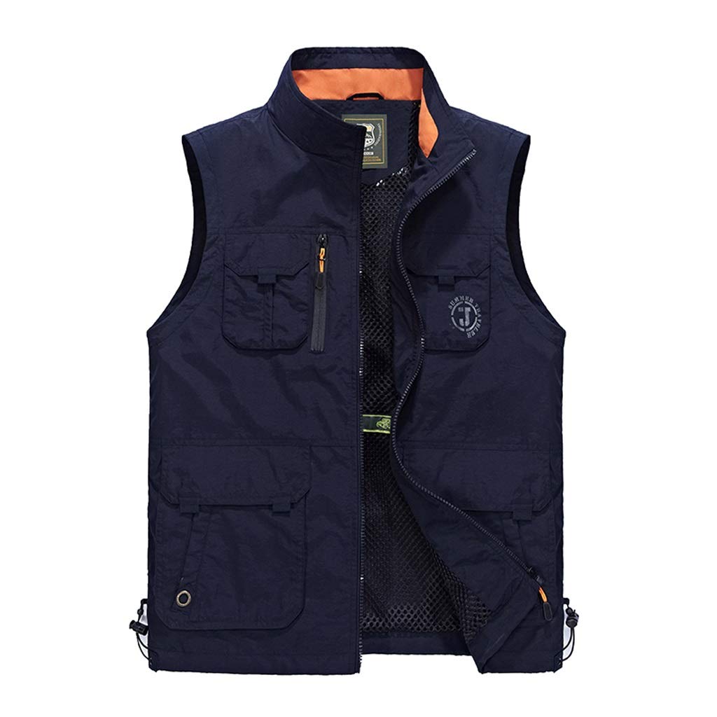 Chaleco con múltiples bolsillos ININOSNP de verano con rejilla transpirable azul 3XL