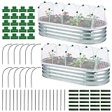 Fayoo Garden Netting for Raised Beds with 60 Garden Hoops, 2 Pack Raised Garden Bed Cover, 0.04in Ultra Fine Mesh Bird Netting Pest Barrier for Vegetables Fruits, DIY Plant Support Kit with 20 Clips