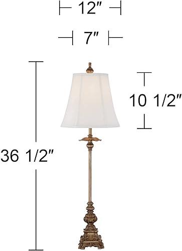 Miniatura 4 de Regency Hill Juliette - Juego de 2 lámparas de mesa estilo rústico francés tradicional francés, de 36.5 pulgadas de alto, con base ornamentada de