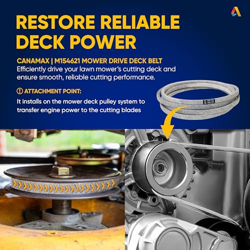 Image of M154621 Mower Belt - Fits 42 inch Deck J-Deere X300 X304 X310 Lawn Tractors & 48 inch Deck EZtrak Series Z245 Zero-Turn Mower | Aramid Cord | 1 /2'' x 146 1 /4''