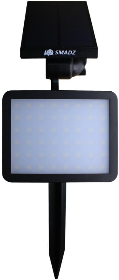 SMADZ SL51 2-in-1 Wall/In-ground Solar Powered LED Spotlight 90° Adjustable Waterproof Outdoor Landscape Lights for Driveway Yard Lawn Pathway Garden - 5 Operationing Modes (White light)