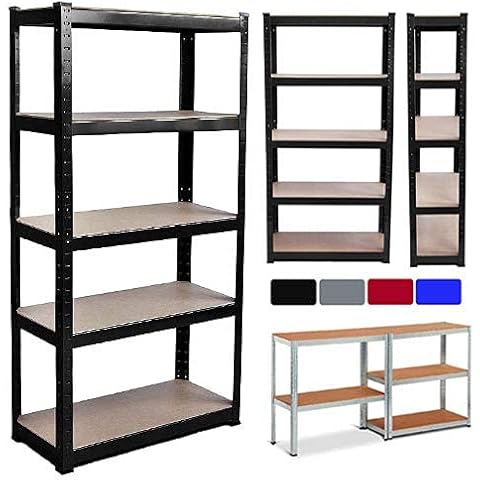 BRIEFNESS Storage Shelf, 5 Tiers 150x70x30cm Standing Garage Utility Shelving Unit, Height Adjustable & Easy Installation, 875kg Capacity Rack Shelf for Warehouse Office School Home - Silver Cover