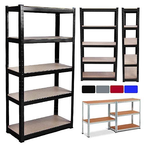 BRIEFNESS 5 Tier Blue Shelving Unit Storage Organised Garage/Home/Pantry Racking Shelf Shelves Workbench Workman Bays Racking Tools Paint Stationary Parts - 150x70x30cm