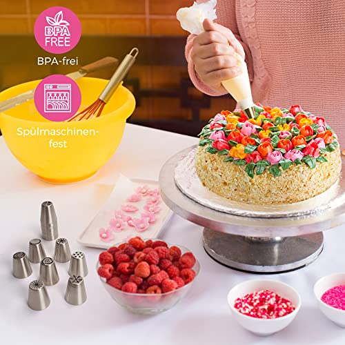 Foto von Wenburg Spritzbeutel mit Tüllen - 100-tlg. Torten Spritztüllen Set aus Edelstahl - Profi Spritzbeutel Set für den ambitionierten Hobby Bäcker - Vielseitig Einsetzbares russische