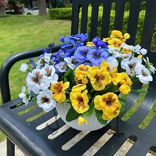Waifomei PANSY001 8 Pcs Artificial Outdoor Flowers 10.23'' Uv Resistant Silk Wild Flowers Faux Pansies Bushes thumb #1
