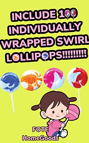 Lifesaver Swirl Lollipops Easter Candy- Includes 100 Vanilla Swirled Individually Wrapped Lollipop-Packed In Gift Quality Box-Cherry,Blueberry,Strawberry,And Orange-Includes Fote Brand Fridge Magnet #TOP5