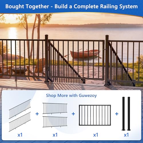 Guwezoy W.4ft x H.36in Aluminum Deck Gate Kit for H. 36in Railing System, DIY Cuttable Porch Gate Outdoor Texture Black AAMA 2604 Grade Finish for Deck Patios, Porch, Garden, Yard (No Hinge & Lock) by Guwezoy - Image 6