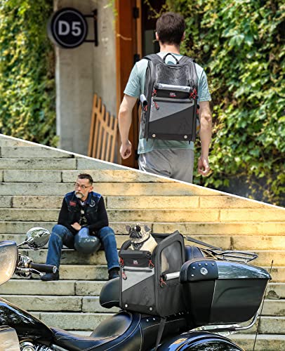 Kemimoto Motorcycle Dog/Cat Carrier Bags, Upgraded Pet Carriers Portable Load Capacity 20Lbs Folding Dog Carrier Backpack For Street Glide Road King With Passenger Seat Touring Trike Models Can Am #TOP3