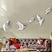 OMaju Wall Decor, 5Pcs White Doves Wall Decor Resin Flying Bird Sculptures 3D Wall Art Ornament Coastal Decorations Hanging for Home Bathroom Living Room