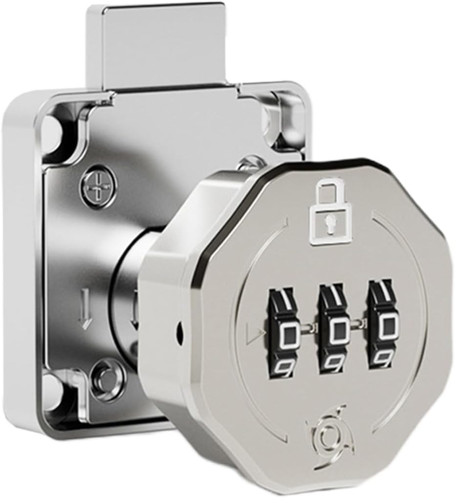 3-Digit Combination Cabinet Cam Lock, Zinc Alloy Keyless Password Coded Lock Filing Cabinets, Drawers & Mailboxes – Secure, Tamper-Resistant, Compact (silver)