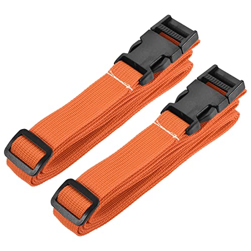Image of MECCANIXITY Utility Strap with Buckle 1x98 Inch Polyester Quick Release Adjustable Belt for Travel Outdoor Bag Luggage Packing (Orange, Pack of 2)
