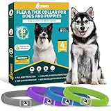 4 Pack Flea Collar for Dogs, Dog Flea and Tick Collar 8 Months Flea and Tick Treatment Prevention for Dogs, Waterproof Adjustable Dog Flea Collar Natural Tick and Flea Collar for Dogs (4Color)