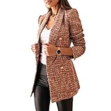  Soulolo Damen Blazer Elegant Damen Cardigan Freizeit Business Jacke Revers Büro Business Formal Blazer Slim Fit Langärmelig Outwear mit Reversknöpfen für Arbeit Büro Sakko