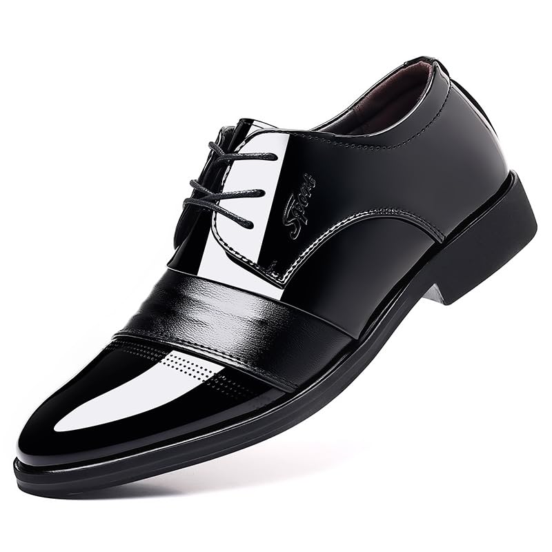 Mens Dress Shoes Classic Modern Formal Business Oxford Retro Comfortable Tuxedo Leather Lace-Up Derbys Shoes