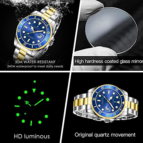 BENYAR - Stylish Wrist Watch for Men, Genuine Stainless Steel Strap, Perfect Quartz Movement, Waterproof and Scratch Resistant, Analog Quartz Business Watches, Best Mens Gift. - Image 3