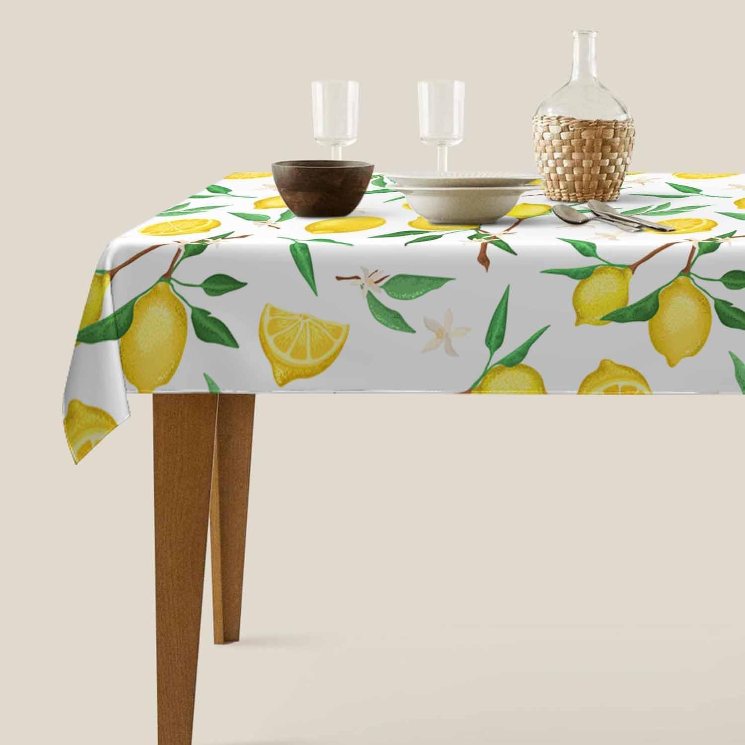 Tovaglia Antimacchia 300x140 cm Rettangolare Limoni Tovaglie Impermeabile 3 Metri Copritavolo Poliestere Protezione Tavolo Limone, per Feste (12-14 Posti) a-2738