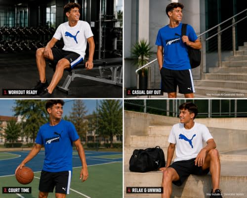 Image of PUMA Boys 3 Piece Performance Tee Tank Top & Gym Shorts Set (Sizes 4-16)