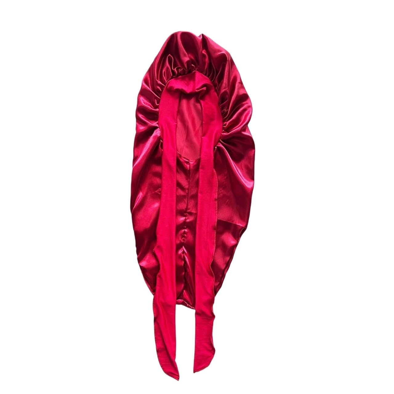 Gorro Largo elástico de satén for el Pelo, Conjunto de Gorro Largo y Sedoso for Dormir con Banda elástica Ancha for la Cabeza(Red)