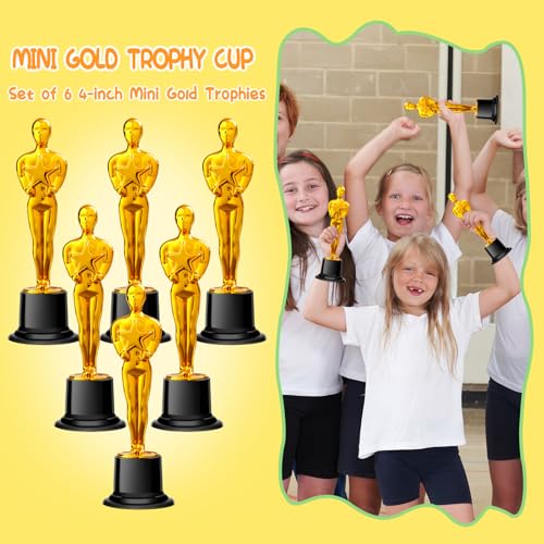 COJOSQC 6PCS Mini Plastic Trophy Award, Hollywood Theme Party Decorations, for contests and Parties Such as Dances, Golf, Movies, Employee Appreciation, Basketball Themes. Small Trophies. - Image 4