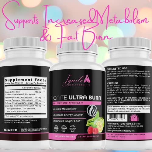 Ignite Ultra Burn Keto Ultra Burn Supplement, Advanced Ketogenic Formula With Rasberry Ketones, Garcinia Cambogia, Green Tea Aids In Appetite Suprression And Boosts Metabolism #TOP4