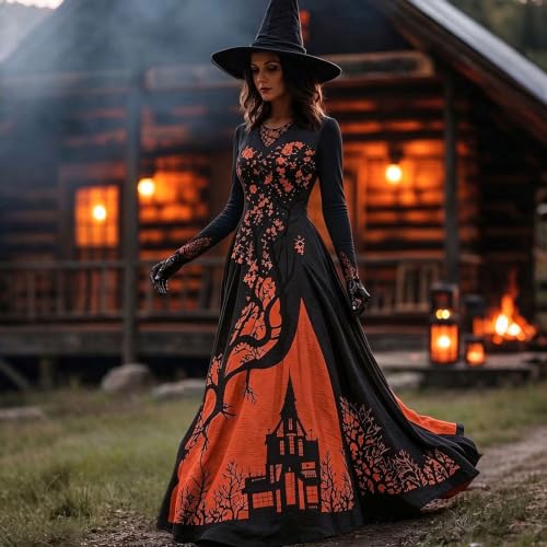 Women Witch Dress 2026 Halloween Medieval Vampire Costumes Gothic Dresses - image 3
