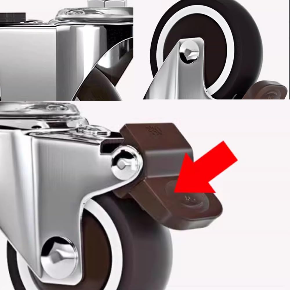M10-Gewinderollen, 2 Zoll, 3 Zoll, Möbel-Lenkrollen, Trolley-, Regal-, Stuhlrollen, 4Er-Set, Gummirollen Mit Bremsen/Swivel/2In-M10*15